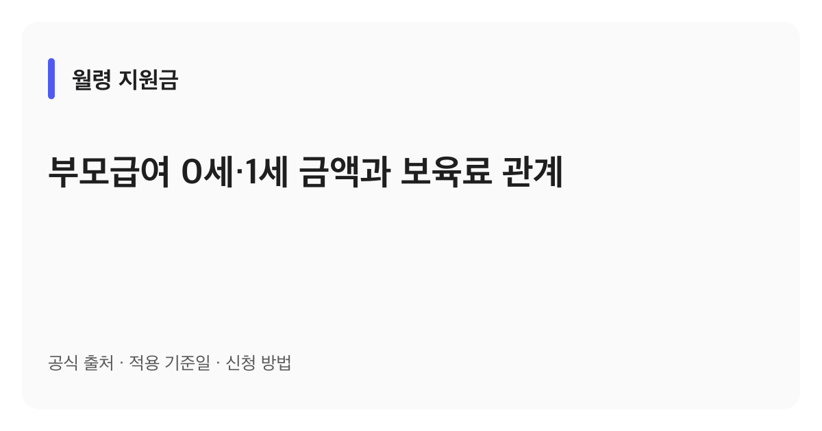 부모급여 0세·1세 금액과 보육료 관계 안내 이미지