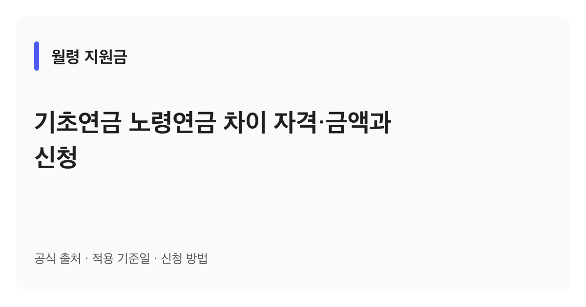 기초연금 노령연금 차이 자격·금액과 신청 안내 이미지