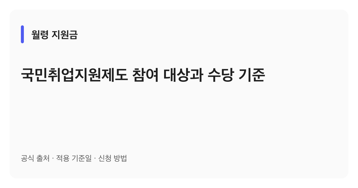 국민취업지원제도 참여 대상과 수당 기준 안내 이미지